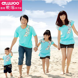 亲子装全家装夏装2013款韩版母女装 一家四口家庭装短袖T恤